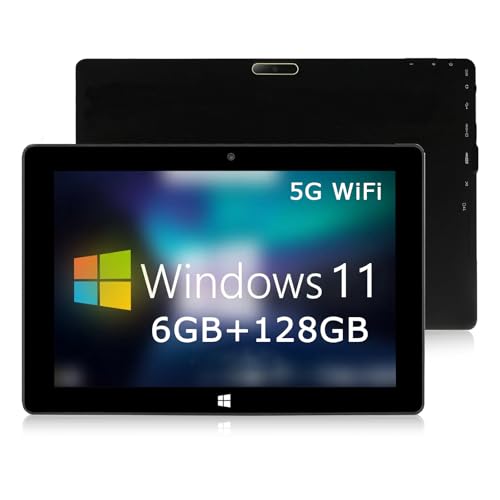 TPSPAD Tablet Windows 11 Tablet táctil de 10,1 Pulgadas, 6GB RAM+128GB ROM, Procesador de Doble núcleo, HD 1280×800 IPS, 1.6GHz 5G WiFi+Bluetooth 4.0+6000mAh+2MP + 5MP Dual Camere+Tipo C+OTG