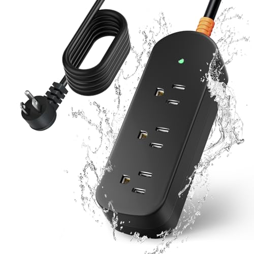 Outdoor Extension Cord Waterproof, Heavy Duty Extension Cord Power Strip Waterproof (6 FT)