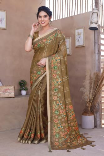 Image of MIRCHI FASHION Saree for Woman Cotton Blend Geometric Printed | Polished Professional Office Wear and Regular Daily Sari with Blouse Piece