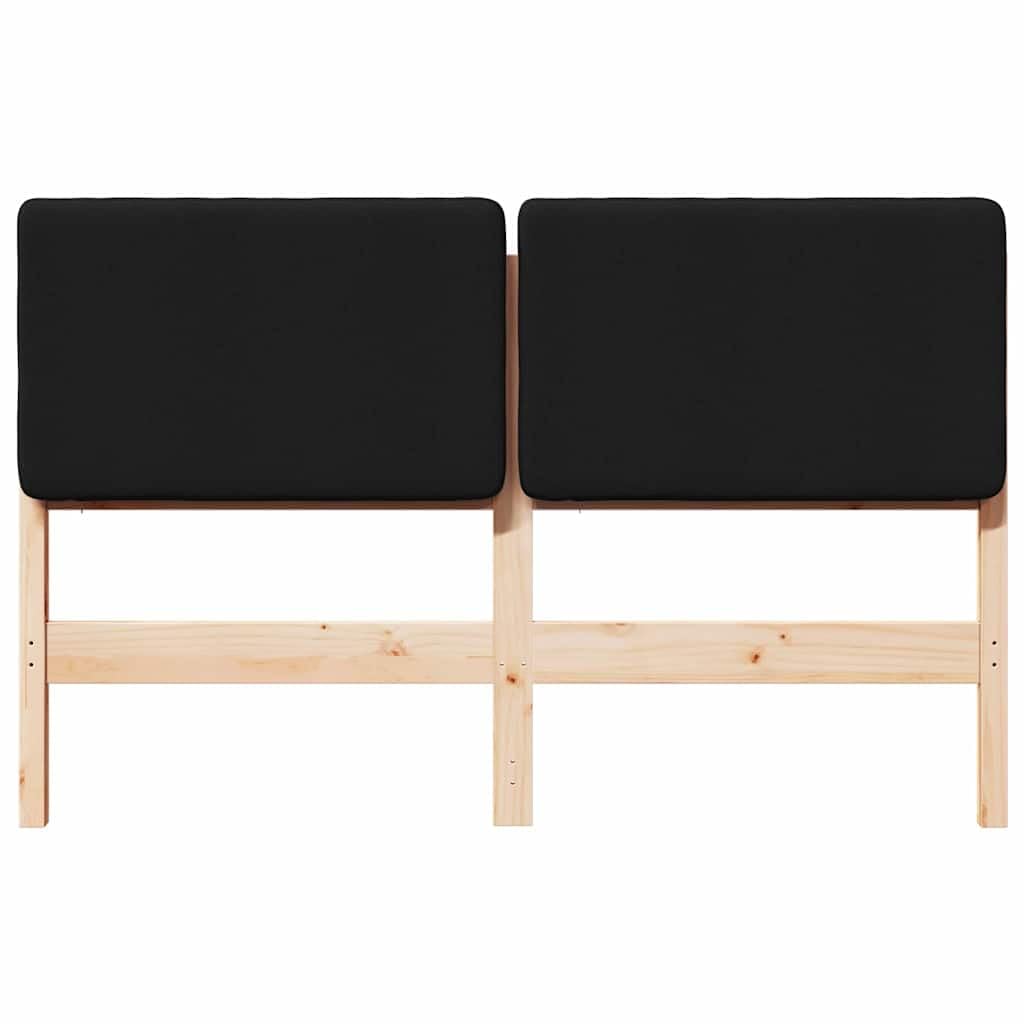 Tête de lit rembourrée en pin massif marron et noir 145,5 x 12 x 84,5 cm pour chambre à coucher, rembourrée avec housse en tissu, montage mural, panneau mural élégant pour lit double et lit