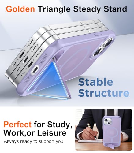 Image of Magnetic Compatible with iPhone 14 Case /iPhone 13 Case,[Built-in Invisible Kickstand][Compatible with MagSafe][Military Grade Shockproof] Slim Translucent Matte Phone Case for iPhone 14 /13 6.1 inch