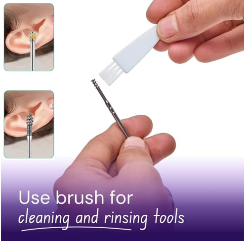 Image of Ear Wax Cleaner 7 Pc Resuable Ear Wax Cleaner Reusable Removal Kit Steel Ear Cleansing Tool Set Spiral Ear Curette Tool With Cleaning Brush For Kids Man Woman (Steel) (Multicolor)