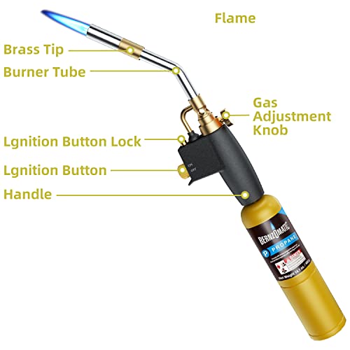 High-Intensity-Propane-Torch-Head-Adjustable-Flame-Welding-Torch-with-Self-Ignition-Compatible-with-MAPPMAP-ProPropane-gas-Portable-Hand-Trigger-Start-Torch-for-Gas-WeldingSearing-Steak