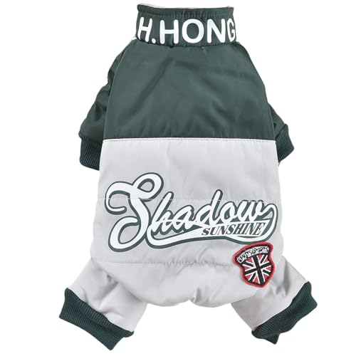 JPETTO犬服 つなぎ ダウンコート 雪遊び ドッグウェア パーカー 冬服 ペット 猫服 ダウンジャケット 裏起毛 犬の服 ジャケット 猫服 ダウンベスト 暖かい 防寒着 子犬 トイプードル チワワ服 お散歩25-H22079WグリーンM