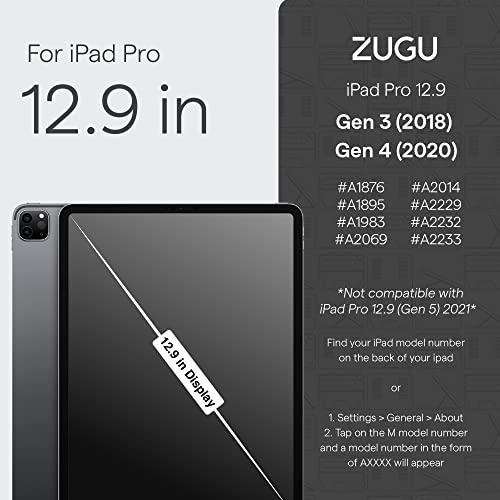 Zugu Case - 2018/2020 Ipad Pro 12.9 Inch (3Rd/4Th Gen) - Ultra Slim Protective Alpha Case - Wireless Apple Pencil Charging - Convenient Magnetic Stand & Sleep/Wake Cover (Stealth Black) #TOP3