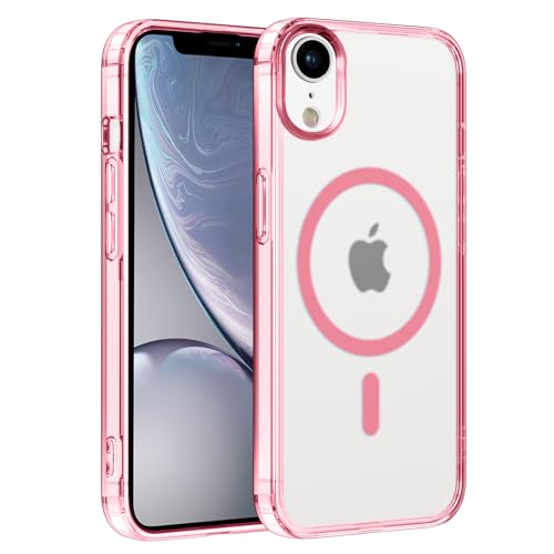 Coiwxmoi Funda Magnética para Apple iPhone XR 6.1',Compatible con MagSafe Carga Inalámbrica, Ultra Delgada Transparente Suave Silicona Antigolpes Anti-Arañazos Carcasa,Rosa