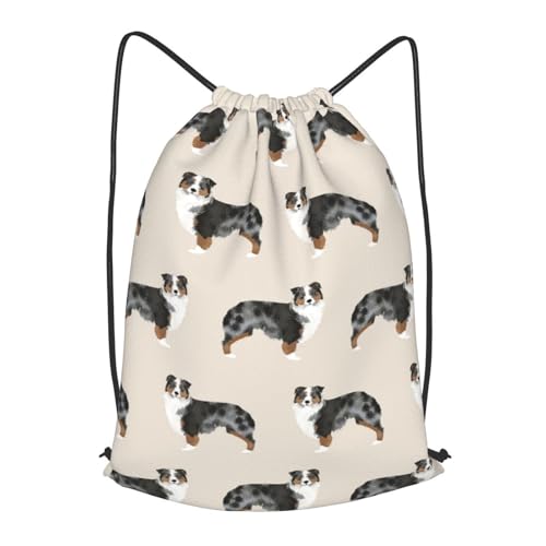 OLIEYFU Mochila com cordão, bolsa de ginástica, leve, impermeável, esportiva para mulheres e homens, Pastor australiano, 19.6 x 16.5 Inch