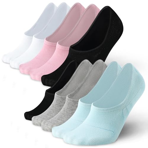 No show socks womens 6-9,10 pairs,cotton low cut invisible socks,non slip heel,plain casual
