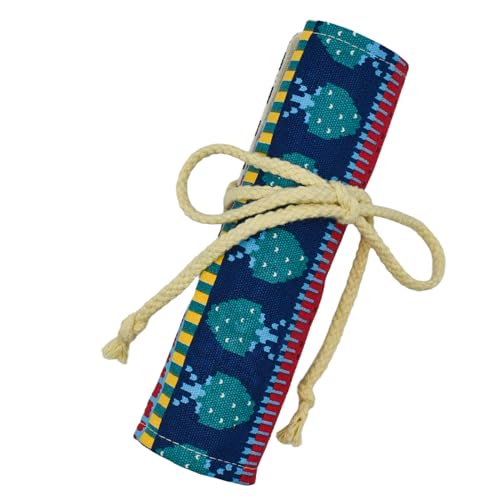 Image of Line Colored Canvas Pencil Wrap Colored Pencil Roll Up Case Coloring Pencil Holder Organizers Sketch Travel Storage for Artist Adult With 24 Slots(National Feature)
