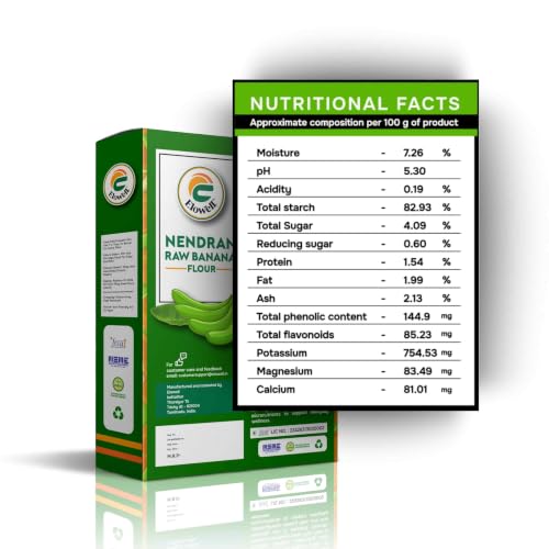 Image of ELOWELL Raw Nendran Banana Flour Pack of 2 , 250g each(500g Total), Kerala Nendran Banana Powder for Adults, Supports Healthy Weight Gain & Cooking, Rich in Fiber, Gluten Free, 100% Natural, No Chemicals (Pack of 2)