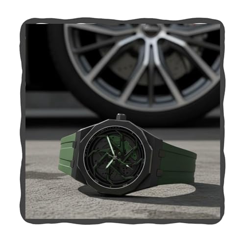 Image of PAPIO Men's Sports Watch, Black Case with Interchangeable Silicone Straps, Geometric Pattern Dial, Multiple Colors Available