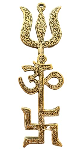 PujaSamadhaan Swastik OM Trishul Wall Hanging - 8 inches Vastu Trishakti Yantra for Home | Office | Hanging | Main Door Entrance Protection from Negative Energy (Weight - 50gm) (B0CNZVZQ66) Amazon Price History, Amazon Price Tracker