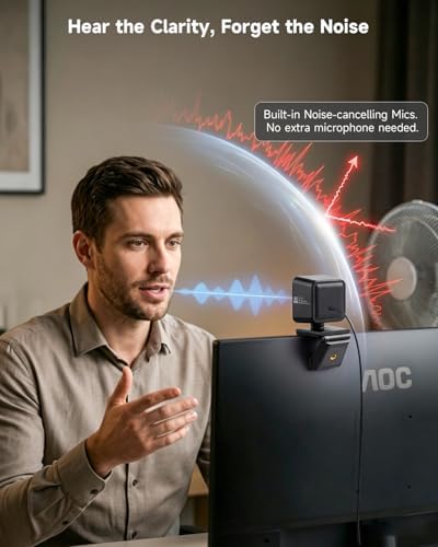 AOC 4K Webcam for PC, Sony Sensor, 1080P 60FPS Streaming Camera with PDAF — view 6