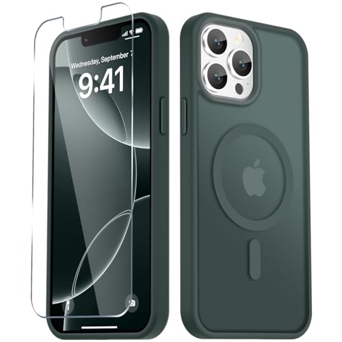 Image of YENAPOON for iPhone 13 Pro Case, Matte Magnetic Phone Cover [with 1 Screen Protector] [Support for MagSafe] [Shockproof Military Grade Protection] Translucent Frosted Back, Gray