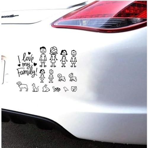 Image of Family Stickers for Cars, White Car Sticker I Love My Family Car Bling Stickers and Decals, Pet Cat Dog Animal, Decal for Car Window Phone Notebook Decorative Cars Walls Exterior Accessories
