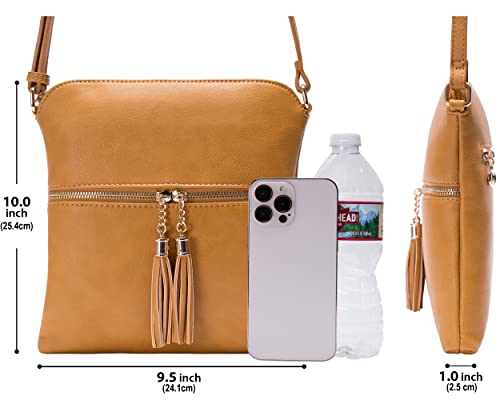 Image of Solene Womens Lightweight Medium Crossbody Purse with Tassel, Perfect Size Crossbody Bags for Daily Use, travel