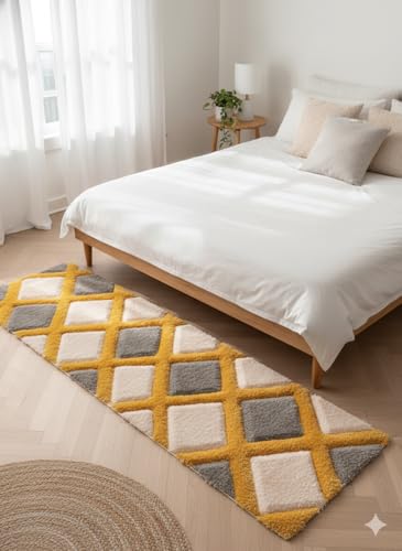 Image of Warm & Welcoming Shaggy Rug - 2x6 ft Runner for Hallway and Bedroom with Soft Texture and Modern Appeal