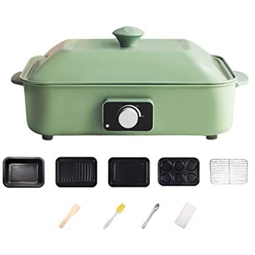 Electric BBQ Grill and Hot Pot Cooker, 4 in 1 Multifunction Non-Stick Multi Plate Set for Cooking Various Dishes