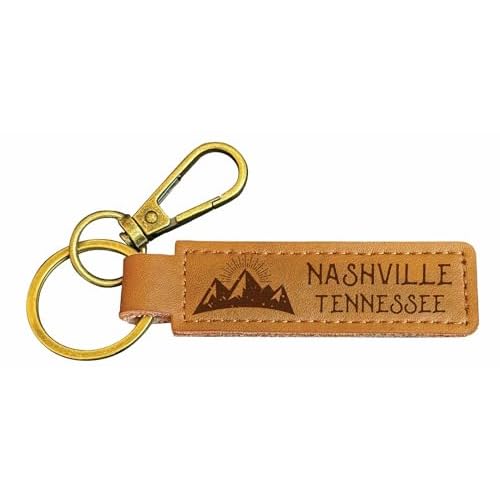 R and R Imports Nashville Tennessee Souvenir Leather Keychain 3.25” Long Adventure Awaits
