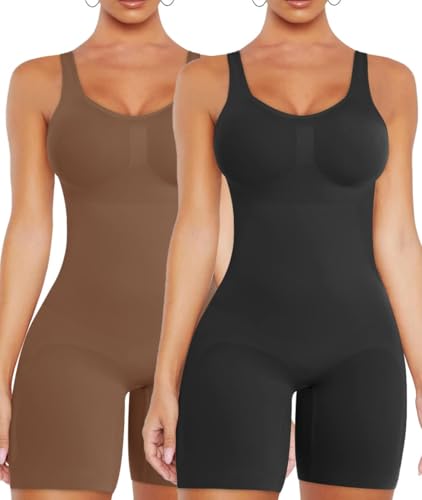 Image of VVX Shorts Bodysuit for Women Tummy Control Shapewear Seamless Sexy Butt Lifting Workout Bodycon One Piece Short Jumpsuit