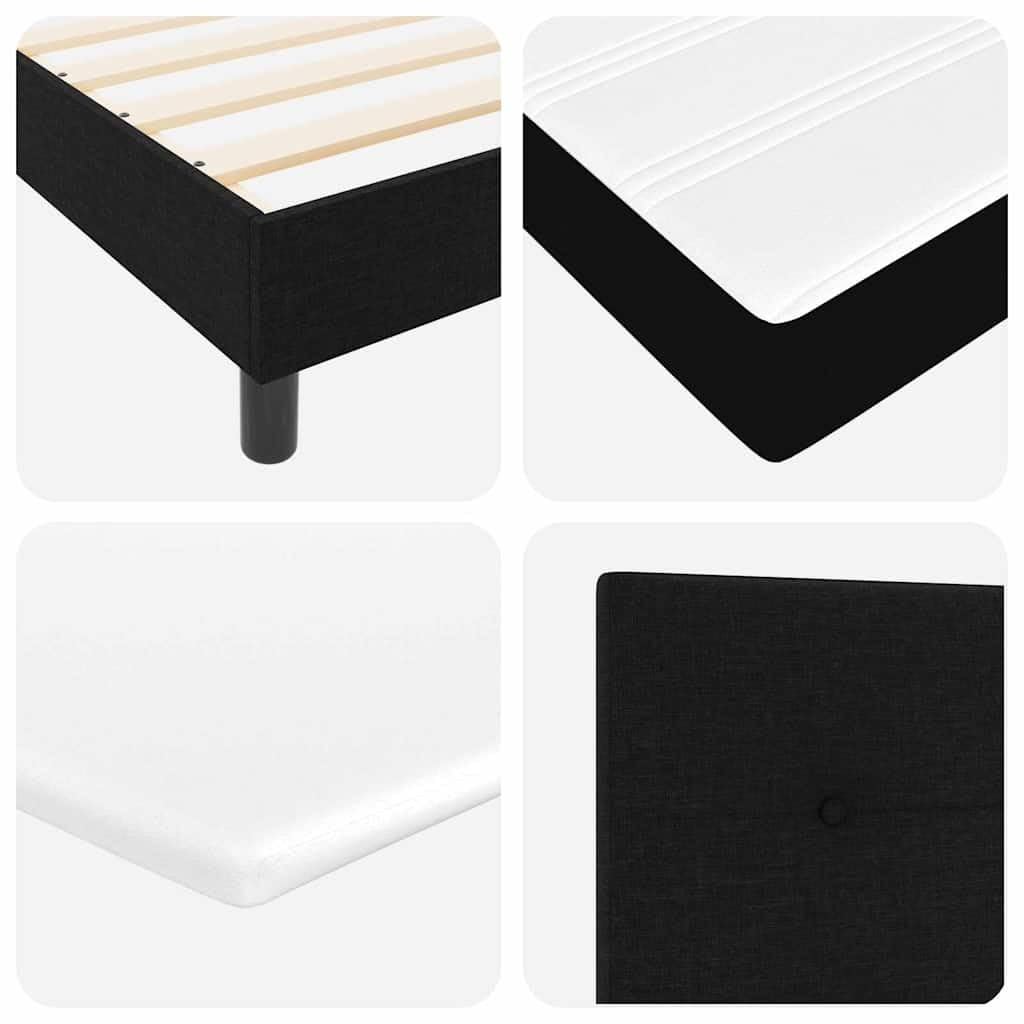 Hothingwell - Cama con cama ajustable (200 x 90 cm), color negro | Poliéster de madera maciza, colchón fermete mediano, resortes ensacados, diseño moderno
