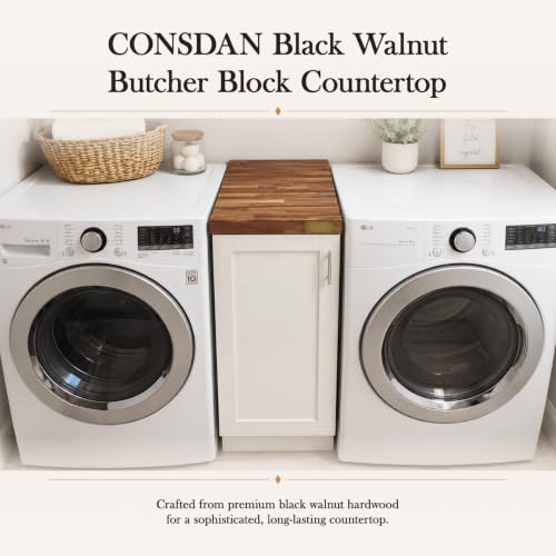 Image of CONSDAN Butcher Block Counter Top, Walnut Solid Hardwood Countertop, Wood Slabs for Kitchen, Reversible, Both Side Polished, Prefinished with Food-safe Oil, 1.5 inch Thickness, 18 inchx25 inch