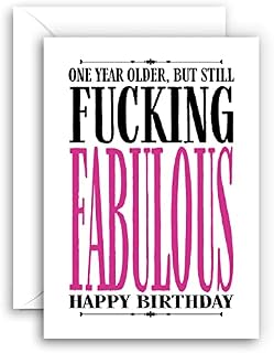 Lithobee - Funny Birthday Card - Fabulous Happy Birthday - Rude Birthday Cards for Mum Dad Son Brother Sister Best Friend - Humorous 30th 40th 50th Bday Cards