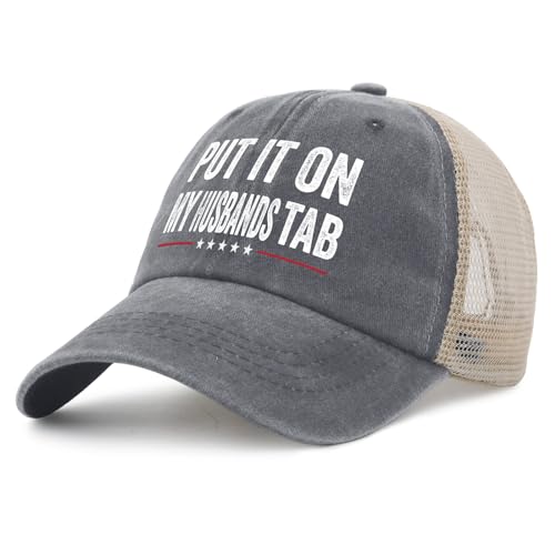 Image of Put It On My Husbands Tab Hat for Mens Funny Ball Cap Men AllBlack Ball Cap Vintage Unique Gifts for Cooks