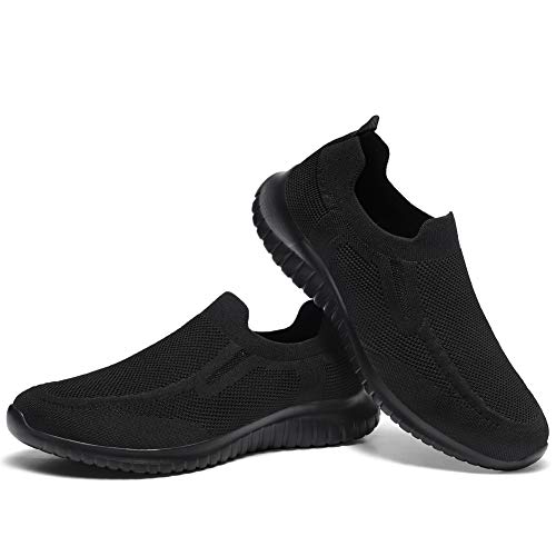 Zuwoigo Men's Mesh Walking Shoes - Slip On Loafer Casual Comfortable Sneaker 12.5 B(M) Us All Black #TOP7