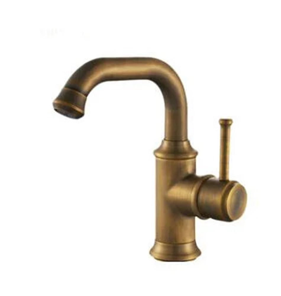 Blyqxs One Color Basin Faucets Antique Color Brass Bathroom Faucets Hot And Cold Water Mixer Tap Contemporary Mixer Tap B516(Short Brass)