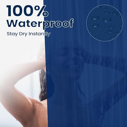 Image of downluxe Shower Curtain Liner, PEVA Plastic Shower Liner with 3 Magnets, 72 inch x 72 inch Waterproof Bathroom Curtain, Navy, 1 Pack