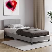 Vida Designs Lisbon Faux Leather Bed, Grey (Single 3Ft - No Mattress) (UKFR Certified)