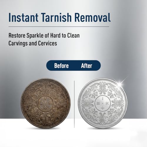 Image of Amazon Brand - Presto! Silver Shine | Instant Silver Cleaner | 250 ml x Pack of 2 | For Silver Vessels, Antique Pieces, Jewellery