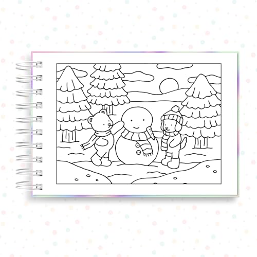 Livro de Colorir Ursinhos, 50 Folhas, 180g, Tamanho A5, Capa Dura, Branco Holografico Camaleao Muda