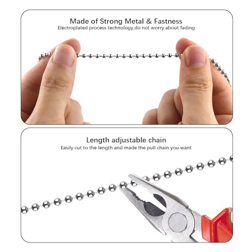 Image of Ceiling Fan Pull Chain Extender, 4pcs Wooden Decorative Pendant Extension Chains, 12 Inches Lighting & Fan Beaded Ball Fan Cord Extender Ornament with Connector (Wooden White 4Pcs)