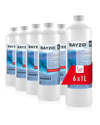 BAYZID® Algicide Anti Algue pour Piscine 6 x 1 L - Anti-Algues Non Moussant - Double Action Curative et Préventive - Efficace Contre Bactéries et Champignons