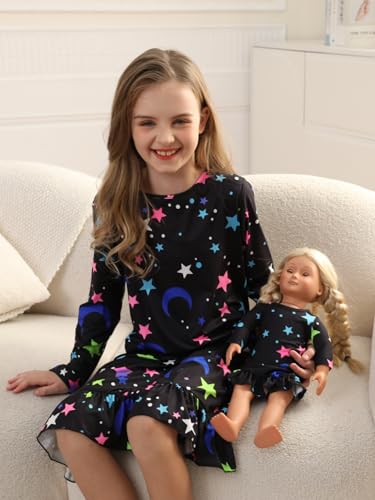 Bow Dream Toddler Girl Dress Cute and Matching American Girl Doll Clothes Accessories for Girls Dresses Star Night4