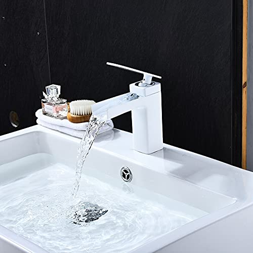 Mitigeur robinets de salle de bain cascade blanc pour vasque moderne
