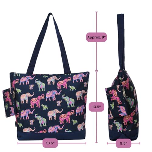 Image of NGIL Medium Top Zipper Closure Canvas Tote Bag with Attached Matching Coin Purse For Moms and Nurses