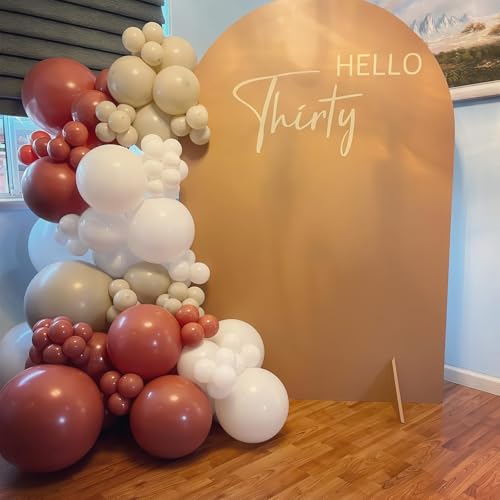 Image of Brown Balloons Garland Arch Kit, Retro Brown Nude Balloons Arch, Tan Ivory Balloon, Burnt Orange White Sand Balloon for Thanksgiving Fall Autumn Pumpkin Neutral Baby Shower Birthday Party Decorations