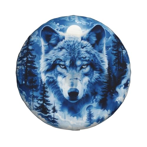 Image of Wolf Spare Tire Cover Weatherproof Universal Wheel Protectors Wheel Covers for Rv Camper Travel Trailer SUV Truck 17 Inch