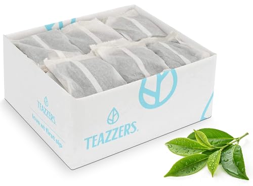 Teazzers Premium All-Natural Green Tea Bags – Great for Foodservice Commercial Ice Tea Brewers | Unsweetened USA-Made Bulk Green Tea for Restaurants, Cafés & Home Brewing (1 Ounce, 96 Count)