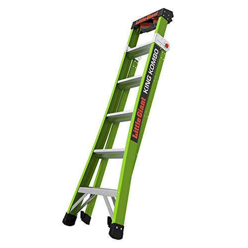 Little Giant Ladder Systems 13610-001 Green King Kombo Pro 6' A frame 10’ Extension-Hi-Viz Type 1AA, 6 Ft