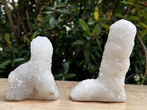 Image of GAF TREASURES Chalcedony & Crystal Quartz Stalactite 3-8 inch, Natural Quartz on Chalcedony Stalactite Specimen (0.5-0.75 lb)