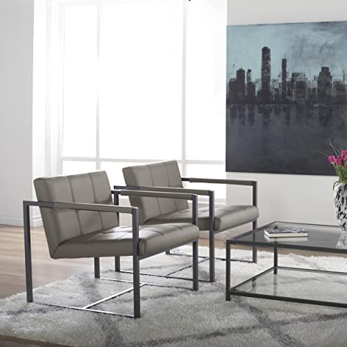 Camber Modern Accent Chair in Blended Leather, Pewter Gray/Mushroom by SD STUDIO DESIGNS - Image 3