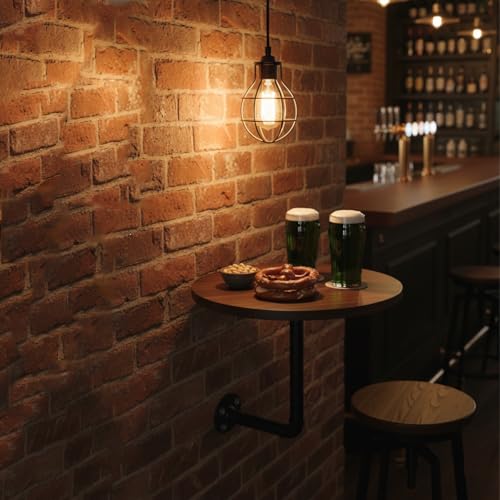 Table de bistrot murale compacte en métal noir pour petit espace et boissons
