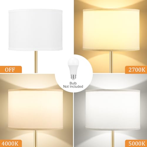 Image of Ambimall 60'' Modern Floor Lamp with Shade, Tall Lamps for Living Room, Bedroom, Office, Dining Room, Gold & Black Lamp Pole(Without Bulb)