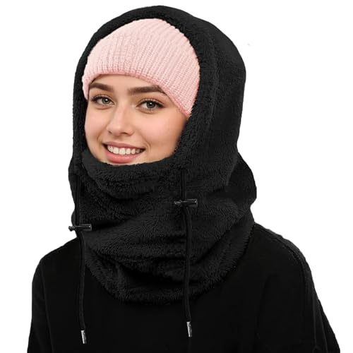 Balaclava Black Ski Hat Windproof Ride Mask, Men's and Women's Winter Skiing Clothing, Winter Hat and Neck Warmer, Cold Weather Outdoor Clothing Warm Mask and Scarf
