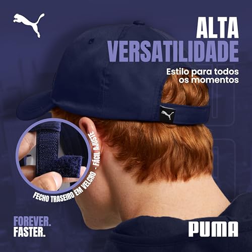 PUMA Boné Metal Cat Aba Curvada Respirável Faixa Ajustável Trucker Unissex Adulto, Peacoat, Único