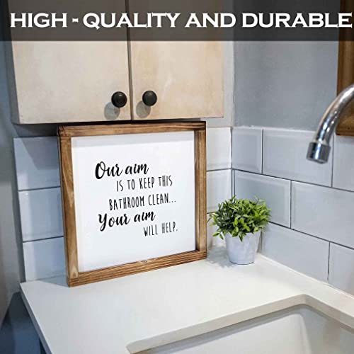 Our Aim Is To Keep This Bathroom Clean Sign 12X12 Inch, Bathroom Signs Decor Funny Quotes, If You Sprinkle When You Tinkle Sign, Funny Art For Wall Funny Bathroom Sign Wall Decor Half Bathroom Decor #TOP4